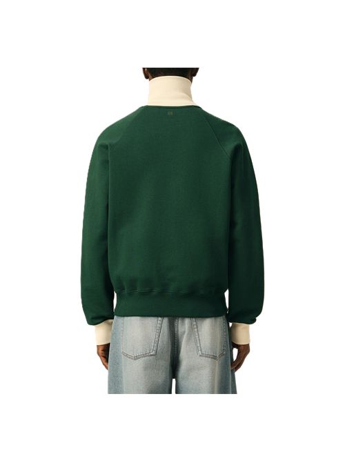 Jacket in loopback light fleece contrasted details. Ami Paris | USW796.JE0245A244 BOTTLEGREEN/IVORY